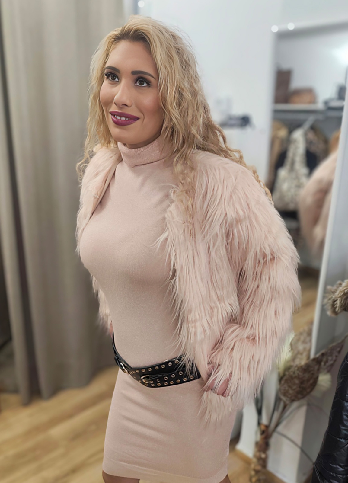 Γούνα Οικολογική Oversized Pink