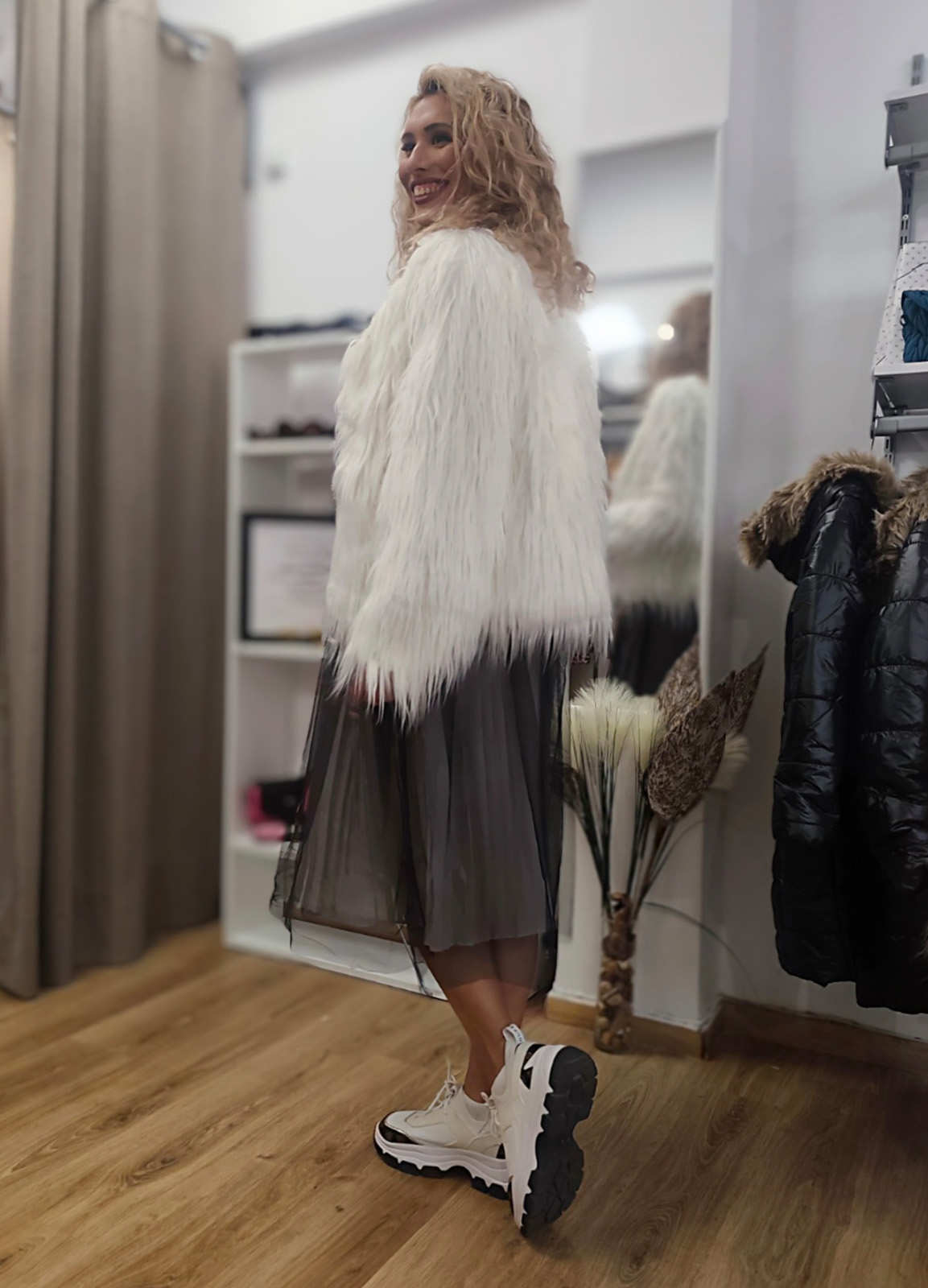 Γούνα Οικολογική Oversized White