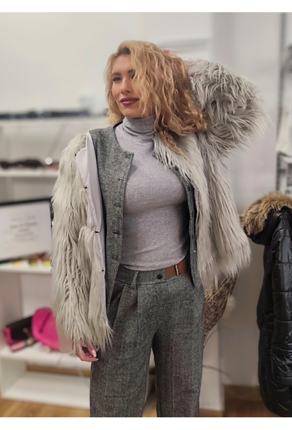 Γούνα Οικολογική Oversized Grey