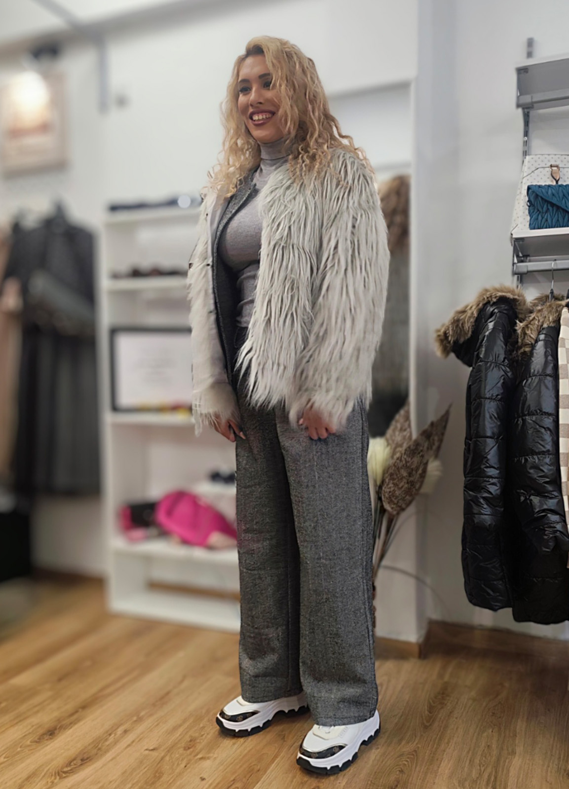 Γούνα Οικολογική Oversized Grey