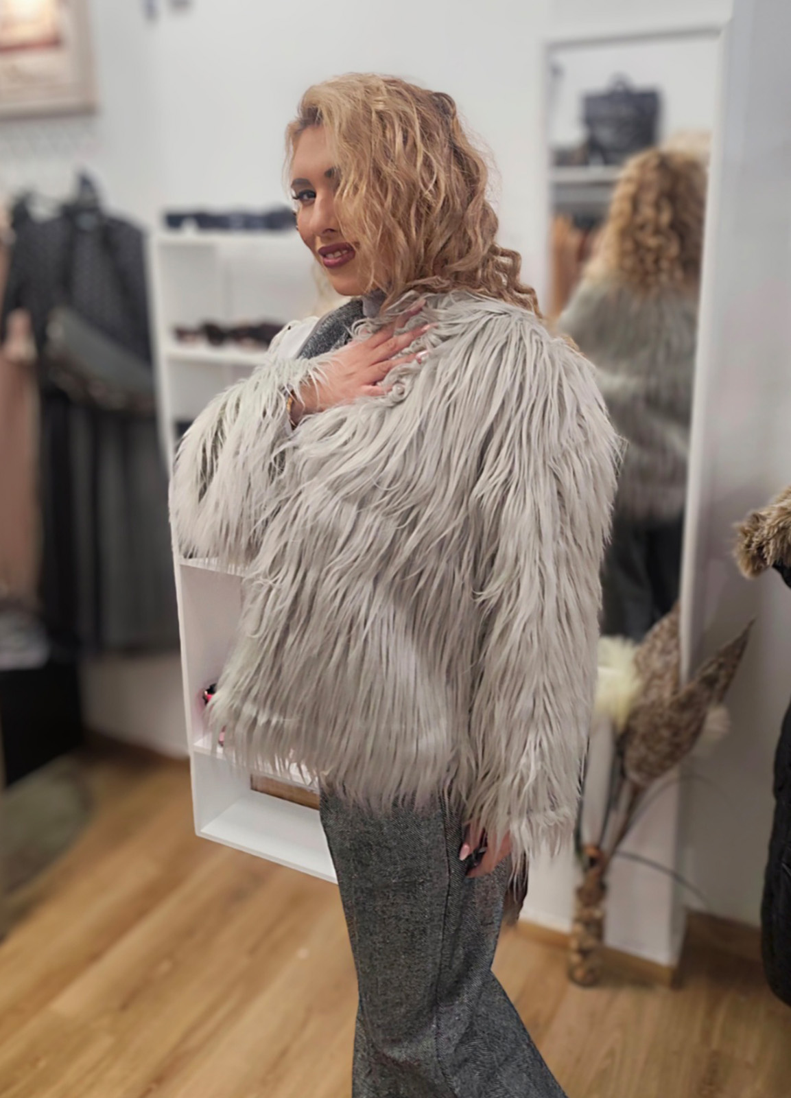 Γούνα Οικολογική Oversized Grey