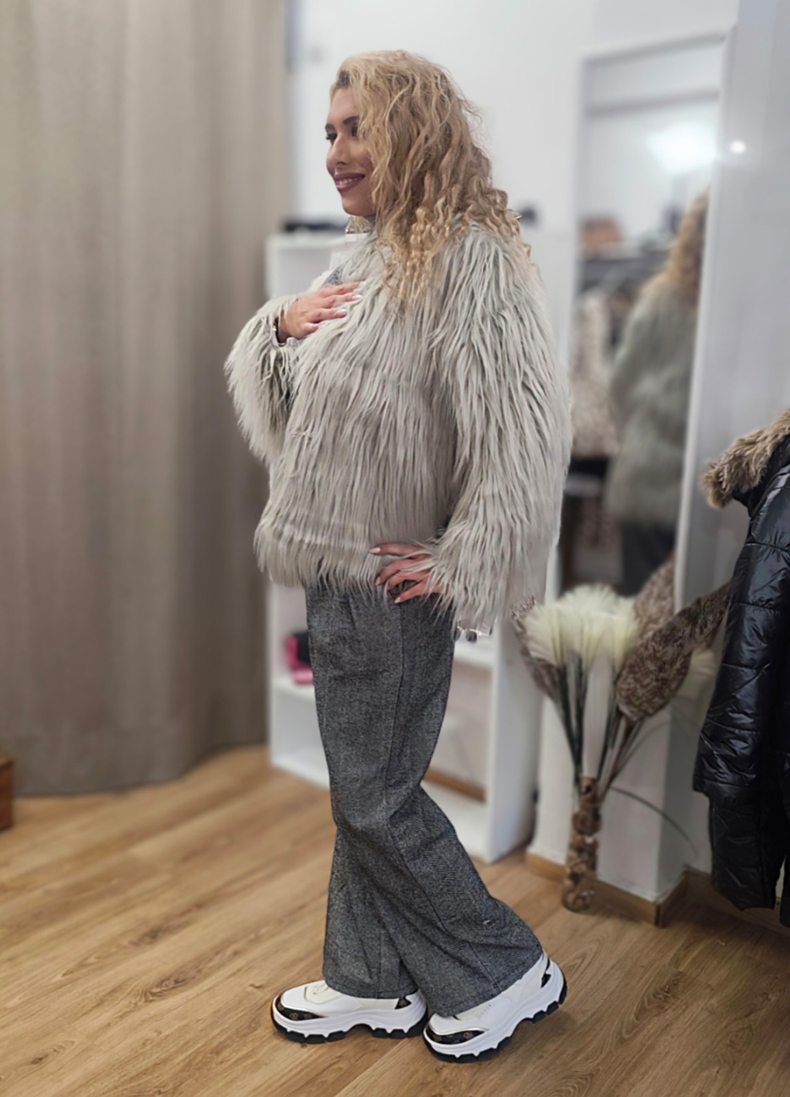 Γούνα Οικολογική Oversized Grey