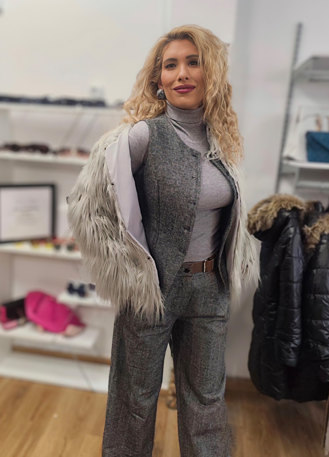 Γούνα Οικολογική Oversized Grey