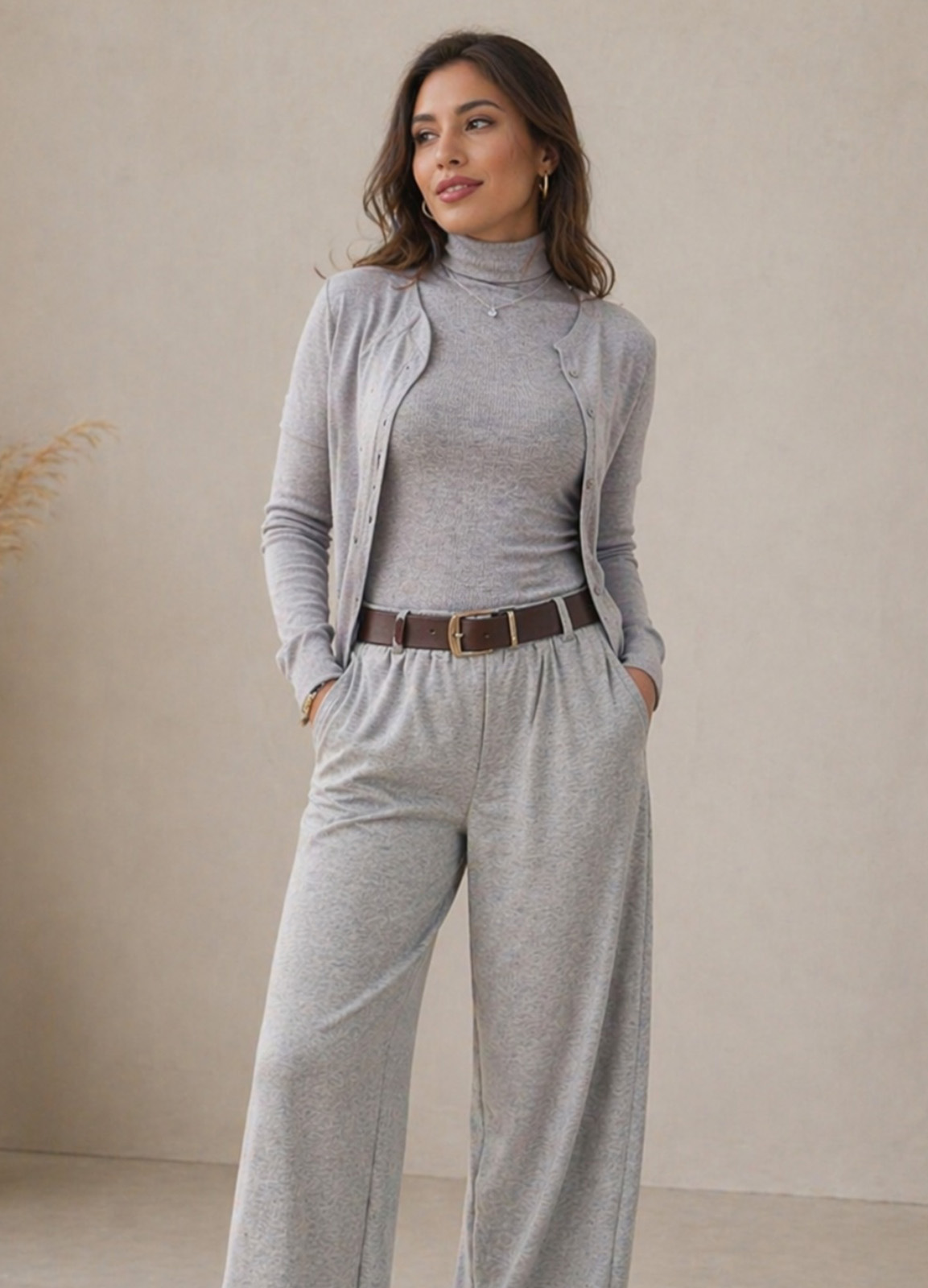 Πλεκτή Basic Ζακέτα με Κουμπιά Grey