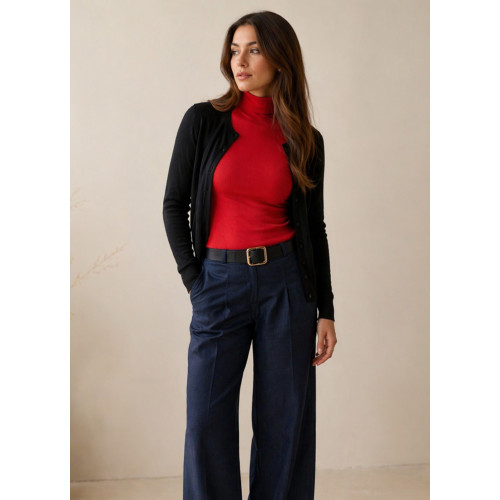 Πλεκτή Basic Ζακέτα με Κουμπιά Black