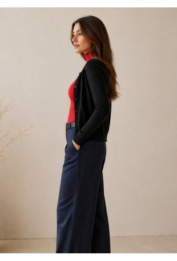 Πλεκτή Basic Ζακέτα με Κουμπιά Black