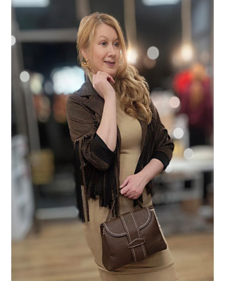 Jacket Αλκαντάρα με Κρόσσια &  Κρυσταλλάκια Στρας 