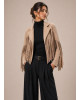 Jacket Αλκαντάρα με Κρόσσια &  Κρυσταλλάκια Στρας Sand Beige