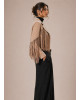 Jacket Αλκαντάρα με Κρόσσια &  Κρυσταλλάκια Στρας Sand Beige