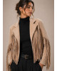 Jacket Αλκαντάρα με Κρόσσια &  Κρυσταλλάκια Στρας Sand Beige