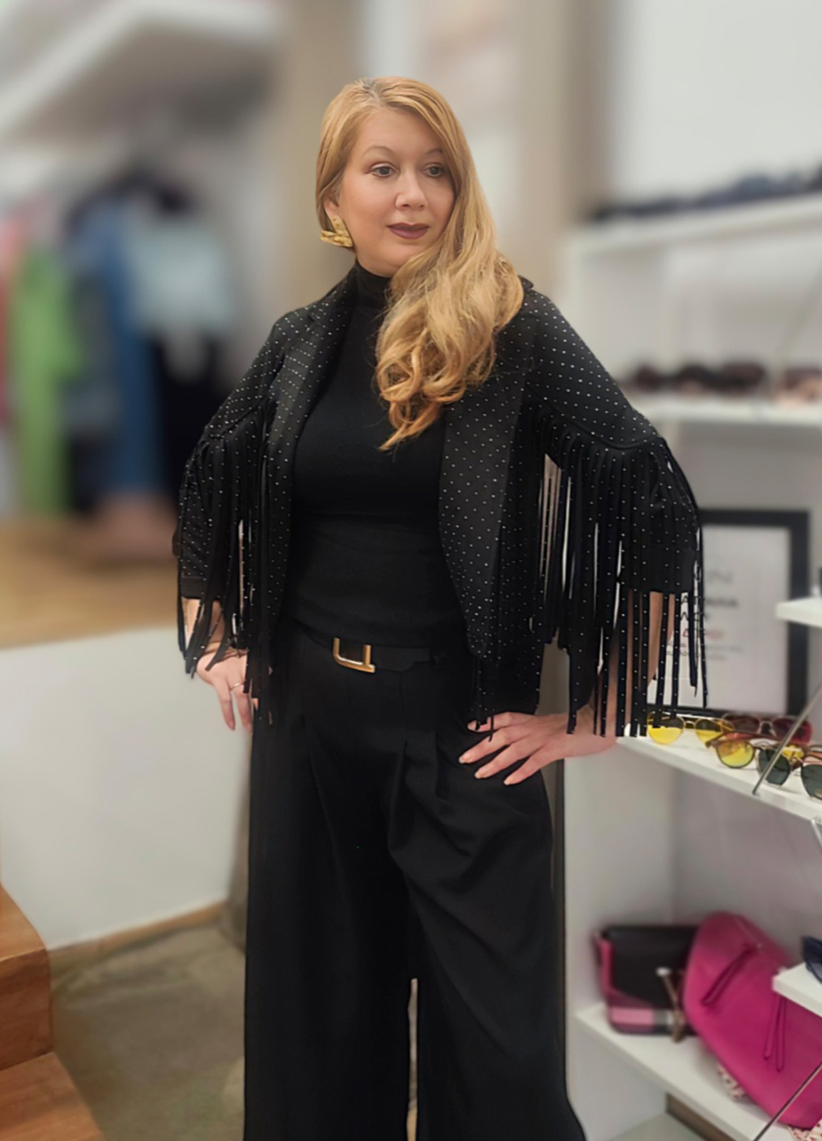 Jacket Αλκαντάρα με Κρόσσια &  Κρυσταλλάκια Στρας