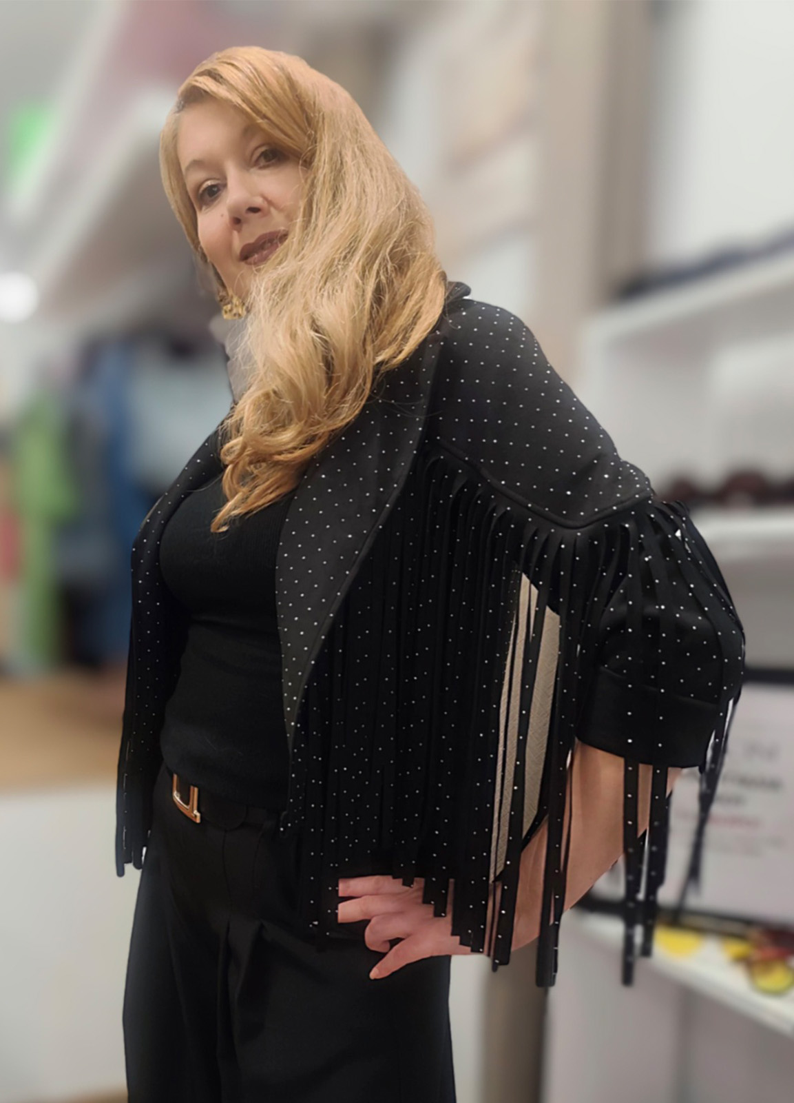 Jacket Αλκαντάρα με Κρόσσια &  Κρυσταλλάκια Στρας