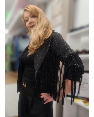 Jacket Αλκαντάρα με Κρόσσια &  Κρυσταλλάκια Στρας