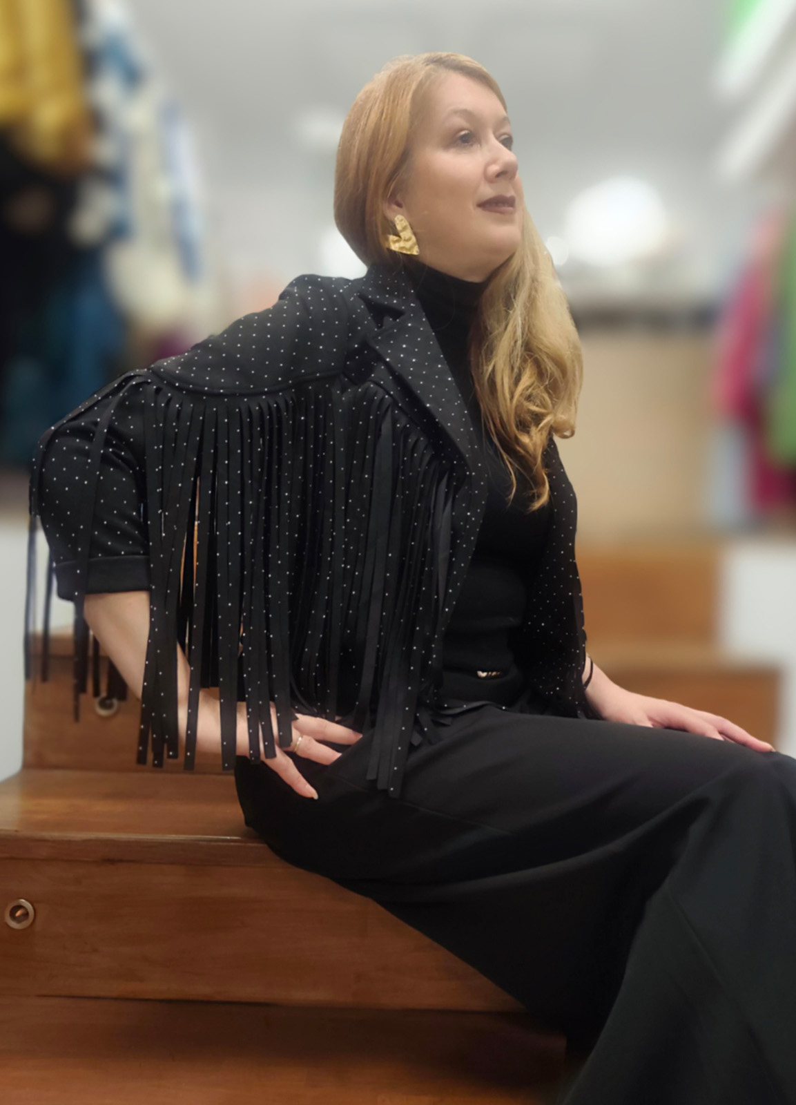 Jacket Αλκαντάρα με Κρόσσια &  Κρυσταλλάκια Στρας