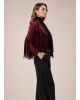 Jacket Αλκαντάρα με Κρόσσια &  Κρυσταλλάκια Στρας Bordo
