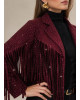 Jacket Αλκαντάρα με Κρόσσια &  Κρυσταλλάκια Στρας Bordo