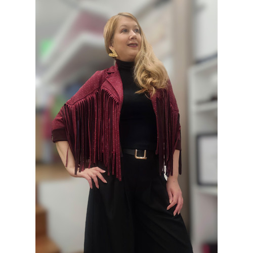 Jacket Αλκαντάρα με Κρόσσια &  Κρυσταλλάκια Στρας