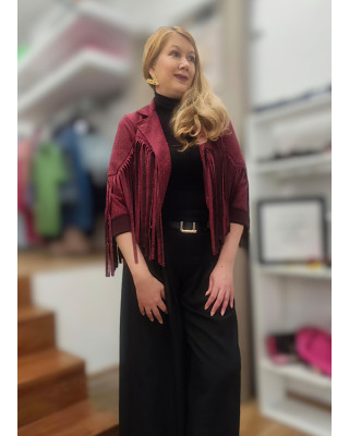 Jacket Αλκαντάρα με Κρόσσια &  Κρυσταλλάκια Στρας