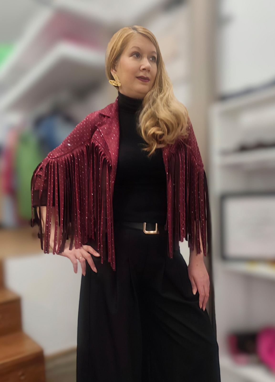 Jacket Αλκαντάρα με Κρόσσια &  Κρυσταλλάκια Στρας