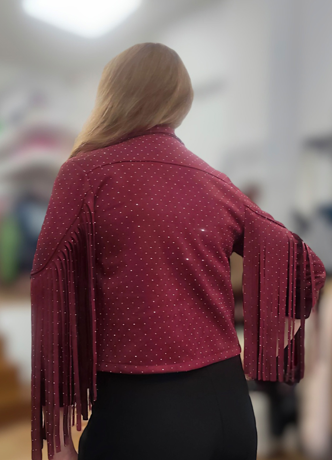 Jacket Αλκαντάρα με Κρόσσια &  Κρυσταλλάκια Στρας