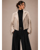 Jacket Αλκαντάρα με Κρόσσια Sand Beige