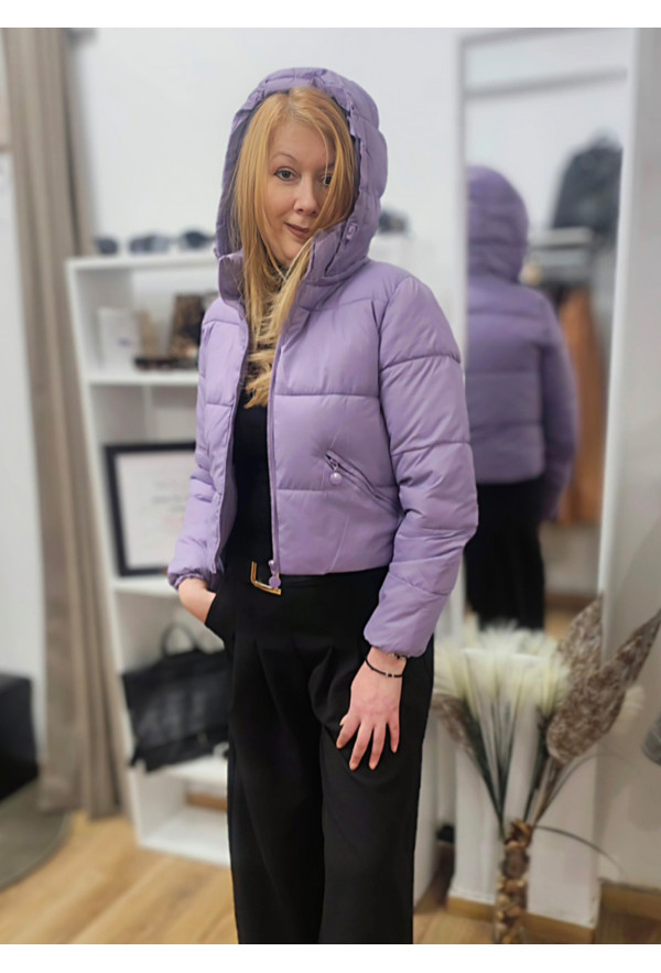 Crop Μπουφάν με Κουκούλα