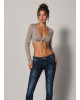 Πλεκτή Ζακέτα Crop Sand Beige