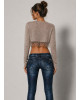 Πλεκτή Ζακέτα Crop Sand Beige