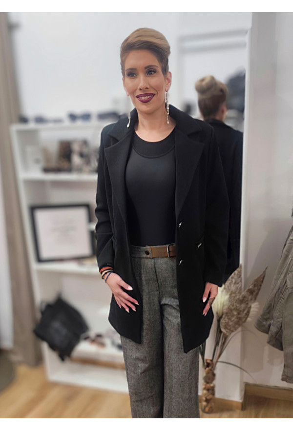 Παλτό με Χρυσά Κουμπιά Black