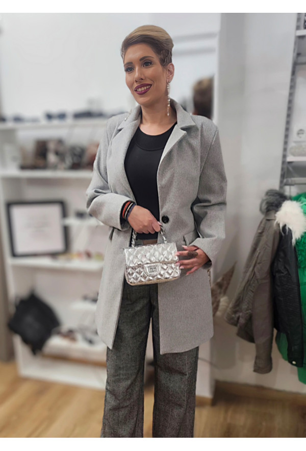 Παλτό Μεσάτο με Τσέπες Grey