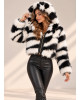 Crop Jacket από Eco Γούνα με Κουκούλα – Ασπρόμαυρο