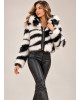 Crop Jacket από Eco Γούνα με Κουκούλα – Ασπρόμαυρο