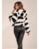 Crop Jacket από Eco Γούνα με Κουκούλα – Ασπρόμαυρο