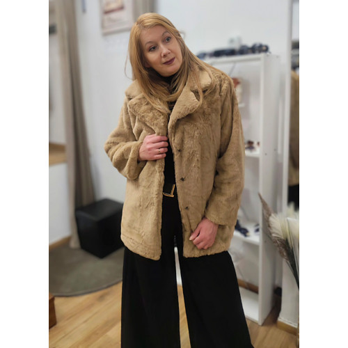 Jacket από Eco Γούνα Camel