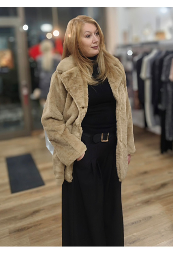 Jacket από Eco Γούνα Camel