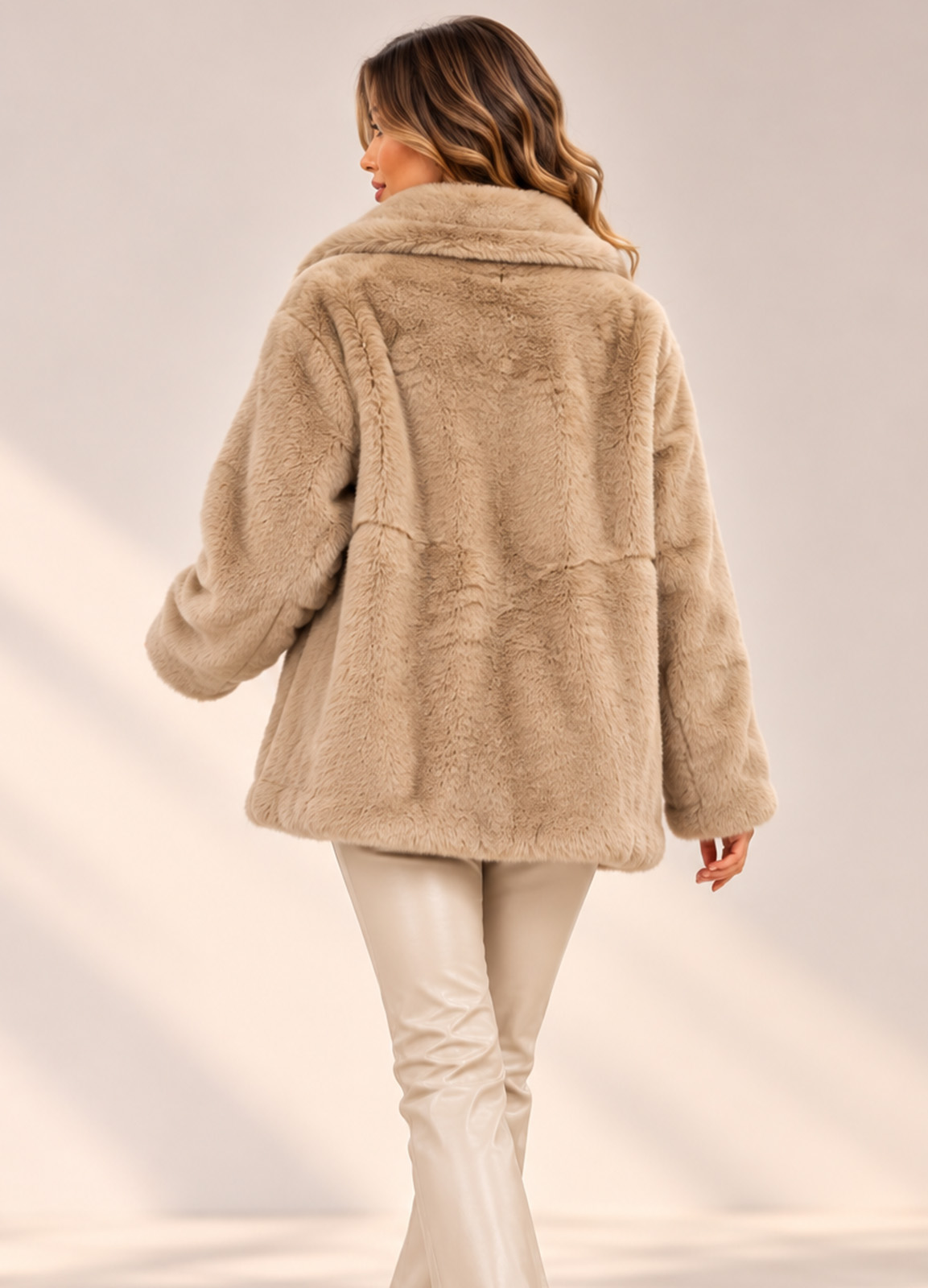 Jacket από Eco Γούνα Camel