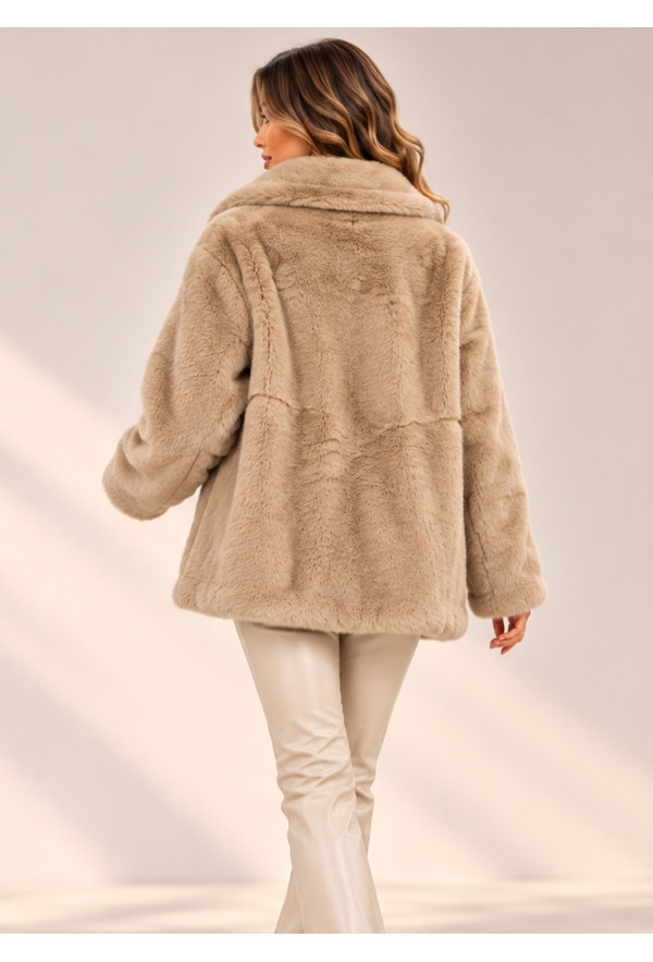 Jacket από Eco Γούνα Camel