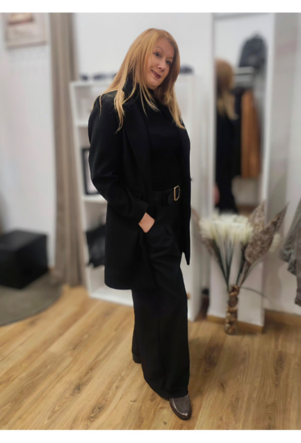 Παλτό Μεσάτο με Τσέπες Black