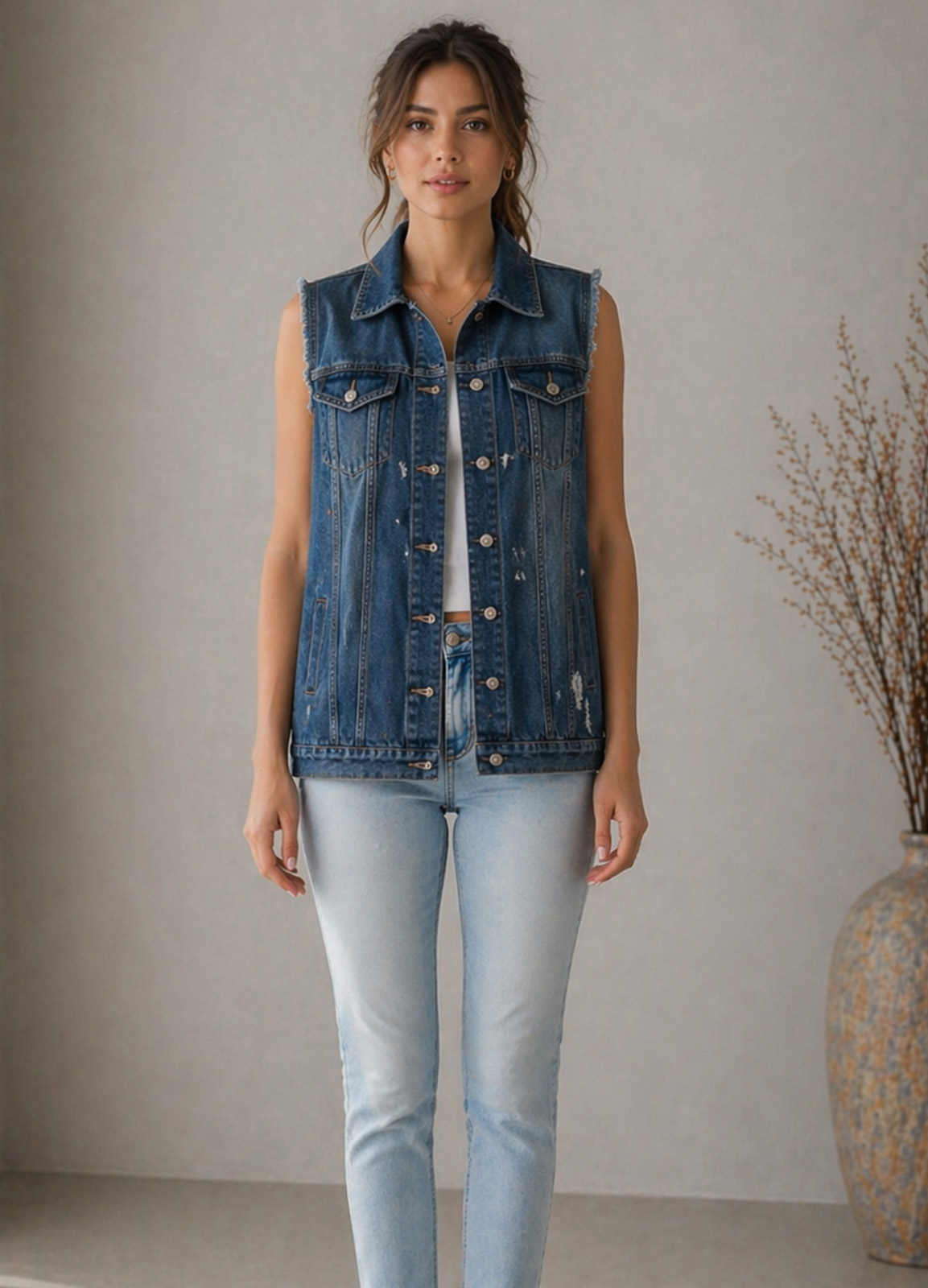 Jacket Jean Αμάνικο