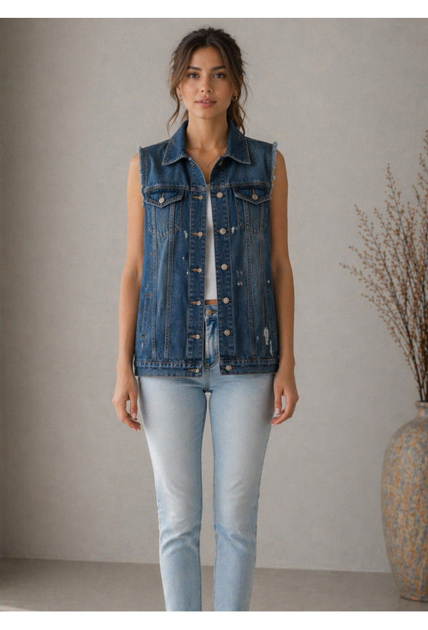 Jacket Jean Αμάνικο