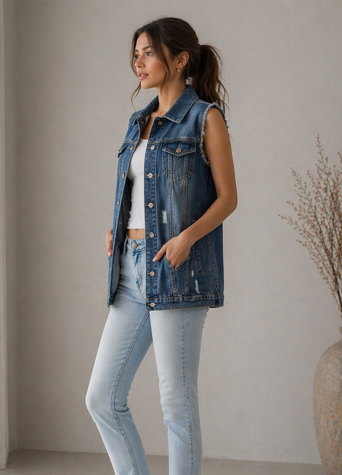 Jacket Jean Αμάνικο