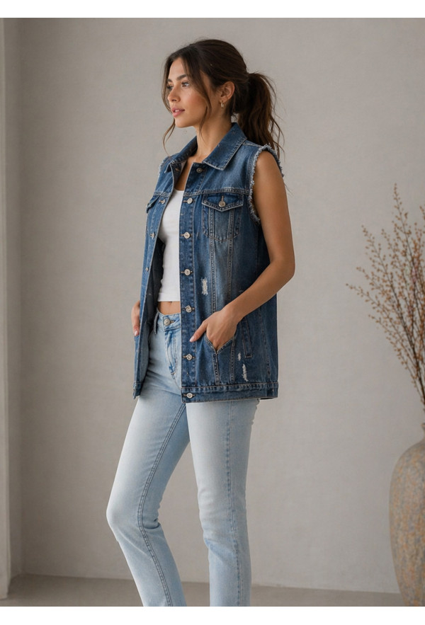 Jacket Jean Αμάνικο