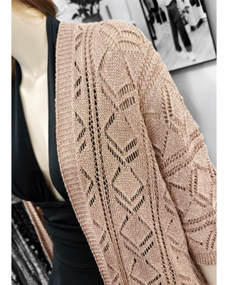 Πλεκτή Ζακέτα με RoseGold Πλέξη 