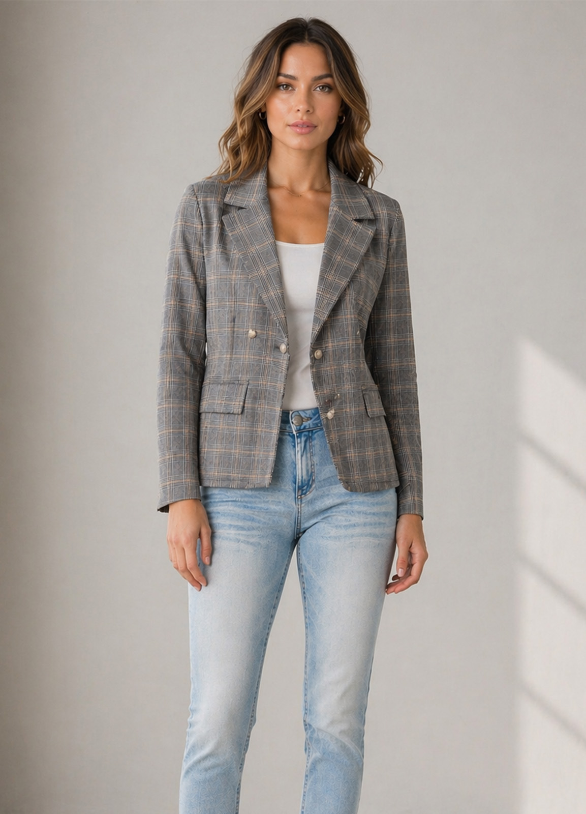 Σακάκι Καρό Tailored – Γκρι/Μπεζ