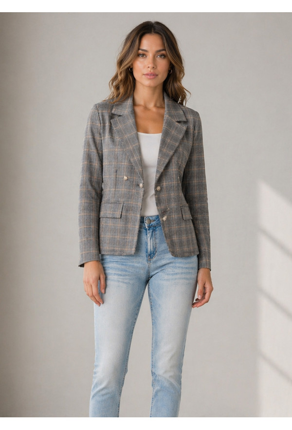 Σακάκι Καρό Tailored – Γκρι/Μπεζ