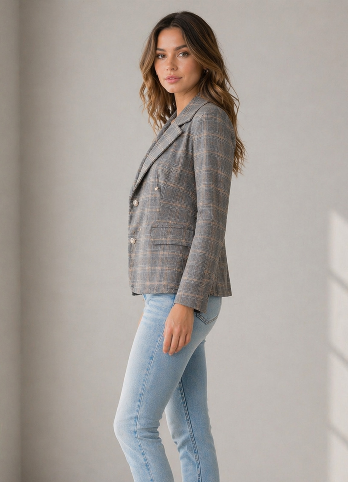 Σακάκι Καρό Tailored – Γκρι/Μπεζ