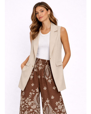 Αμάνικο Γιλέκο με Πέτο – Beige