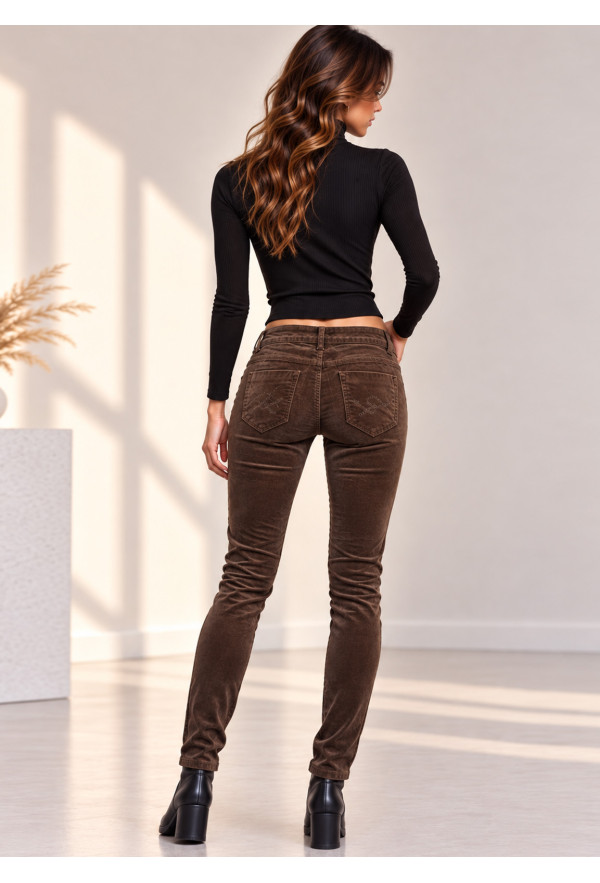 Ελαστικό Βελούδινο Παντελόνι Brown