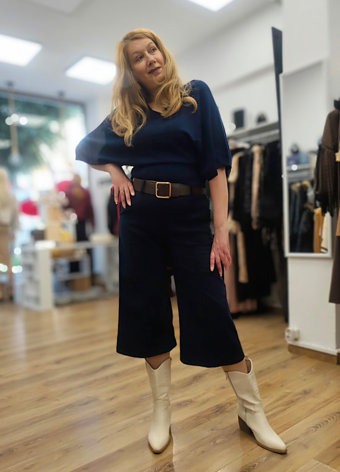 Παντελόνι Zip & Ζώνη Blue