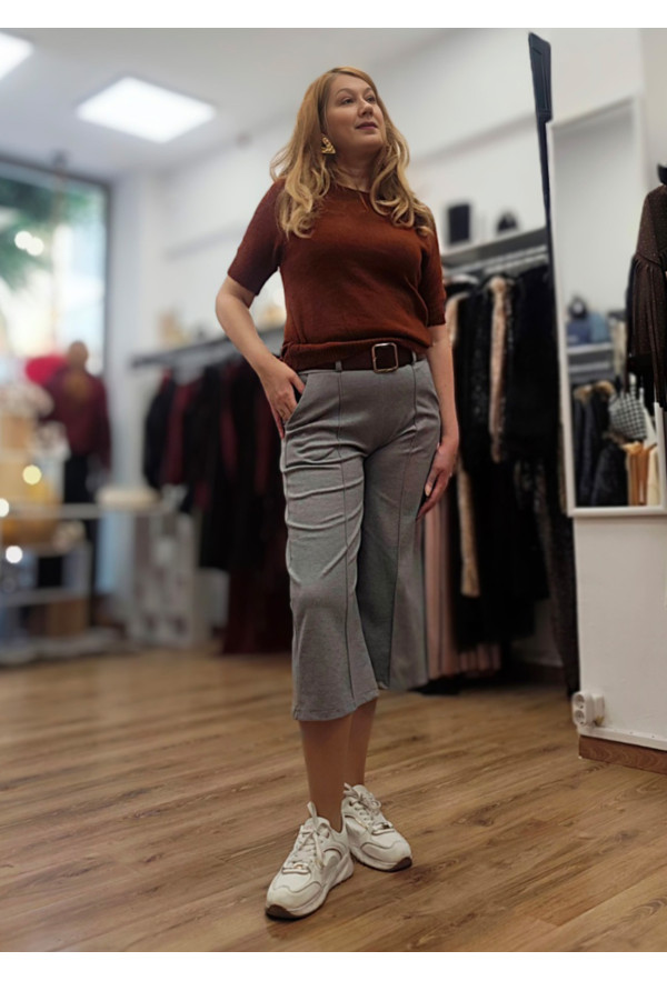 Παντελόνι Zip & Ζώνη Grey